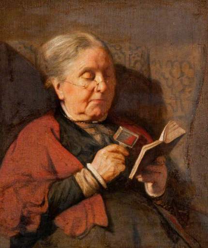 old woman reading